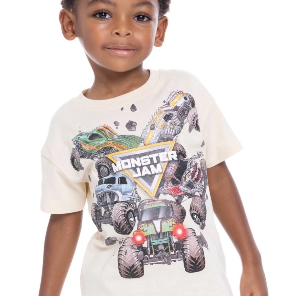 Monster Jam Cream Short Sleeve Tee for Kids 12 months